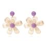 Woven Knitted Stud Flower Earing Knitted Floral Earing Creama Nd Purple Mooiste Boutique Port Elizabeth